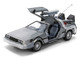 DeLorean Brushed Metal Time Machine with Lights Back to the Future 1985 Movie 40th Anniversary Special Packaging Hollywood Rides Series 1/24 Diecast Model Car Jada 36849