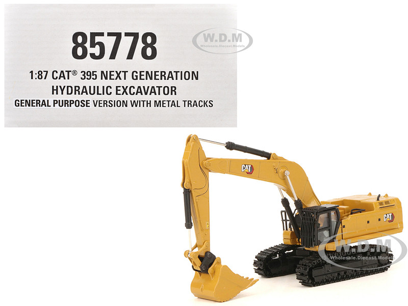 CAT Caterpillar 395 Next Generation Hydraulic Excavator Mass Excavator Version Yellow with Additional Tools High Line Series 1/87 HO Diecast Model Diecast Masters 85778