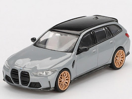 BMW M3 Competition Touring Brooklyn Gray with Black Top Limited Edition 1/64 Diecast Model Car Mini GT MGT00864