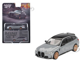BMW M3 Competition Touring Brooklyn Gray with Black Top Limited Edition 1/64 Diecast Model Car Mini GT MGT00864