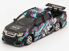 Isuzu D Max Lowrider Pickup Truck RHD Right Hand Drive HKS Black with Graphics Thailand Diecast Expo 2025 1/64 Diecast Model Car BM Creations 64B0463