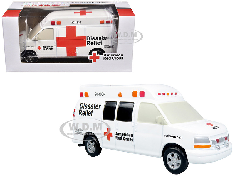 Ambulance American Red Cross Disaster Relief Unit White with Graphics 1/64 Diecast Model Iconic Replicas 64-0222