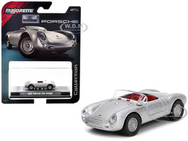 1955 Porsche 550 Spyder Silver Metallic with Red Interior Collection Series 1/64 Diecast Model Car Majorette MJ8505001007