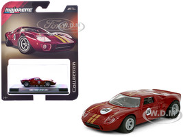 1965 Ford GT40 MK1 #25 Red Metallic with Gold Stripes Collection Series 1/64 Diecast Model Car Majorette MJ8505001008