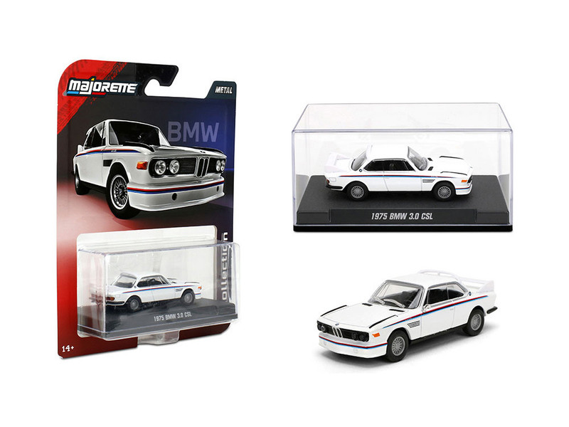 1975 BMW 3 0 CSL White with Red and Blue Stripes Collection Series 1/64 Diecast Model Car Majorette MJ8505001009
