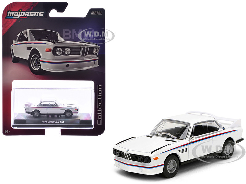 1975 BMW 3 0 CSL White with Red and Blue Stripes Collection Series 1/64 Diecast Model Car Majorette MJ8505001009
