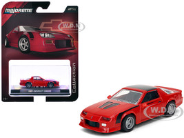 1985 Chevrolet Camaro Red with Black Top and Stripes Collection Series 1/64 Diecast Model Car Majorette MJ8505001010