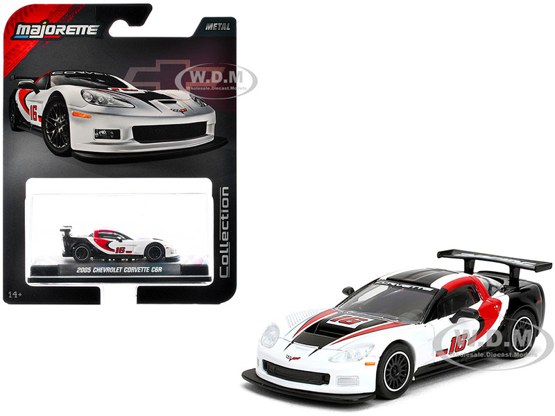 2005 Chevrolet Corvette C6R #16 White with Black and Red Graphics Collection Series 1/64 Diecast Model Car Majorette MJ8505001012