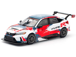 Honda Civic Type R TCR Presentation White with Graphics 1/64 Diecast Model Car Pop Race PR640153
