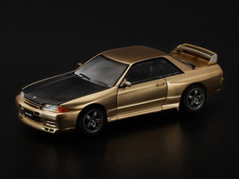 Skyline GT R R32 RHD Right Hand Drive Chrome Gold with Carbon Hood Tokyo Auto Salon 2025 1/64 Diecast Model Car Pop Race PR640190