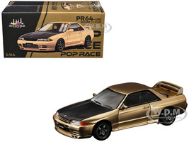 Skyline GT R R32 RHD Right Hand Drive Chrome Gold with Carbon Hood Tokyo Auto Salon 2025 1/64 Diecast Model Car Pop Race PR640190