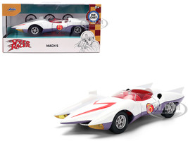 Mach 5 White with Red Stripes and Interior Speed Racer 1967 TV Series Anime Hollywood Rides Series 1/32 Diecast Model Car Jada 35882