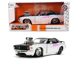 1970 Ford Mustang Boss 429 Black and White with Graphics Bigtime Muscle Series 1/24 Diecast Model Car Jada 36590