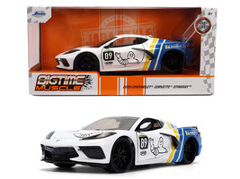 2020 Chevrolet Corvette Stingray C8 #89 Michelin White with Yellow and Blue Stripes Bigtime Muscle Series 1/24 Diecast Model Car Jada 36597
