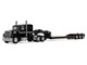 Ford LTL 9000 with 60 Flat Top Sleeper and Fontaine Magnitude Tri Axle Lowboy Trailer Black 1/64 Diecast Model DCP/First Gear 60-2102