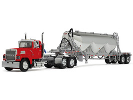 Ford LTL 9000 Day Cab with Heil Pneumatic Tank Trailer Heil Red 1/64 Diecast Model DCP/First Gear 60-2103