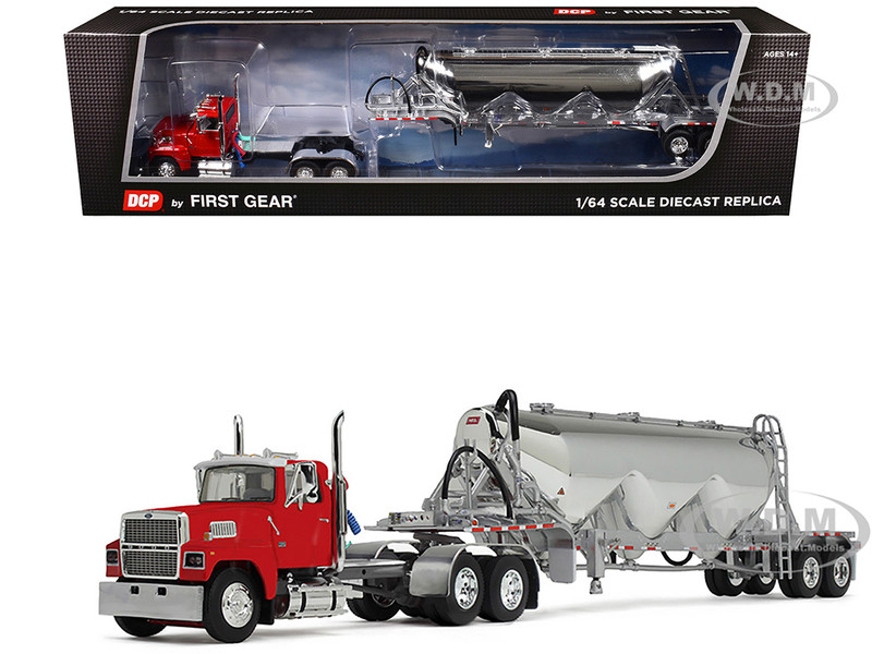 Ford LTL 9000 Day Cab with Heil Pneumatic Tank Trailer Heil Red 1/64 Diecast Model DCP/First Gear 60-2103