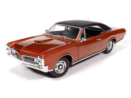 1966 Pontiac GTO Copper Blaze Metallic with Black Vinyl Top Hemmings Muscle Machines July 2024 Cover Car American Muscle Series 1/18 Diecast Model Car Auto World AMM1346