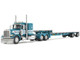Peterbilt 379 with 48 Flat Top Sleeper and Transcraft Step Deck Trailer Teal with White Stripes 1/64 Diecast Model DCP/First Gear 60-2127