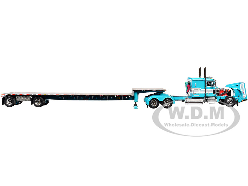 PETERBILT 379 W/SLEEPER & STEP DECK TRAILER TEAL 1/64 BY DCP/FIRST