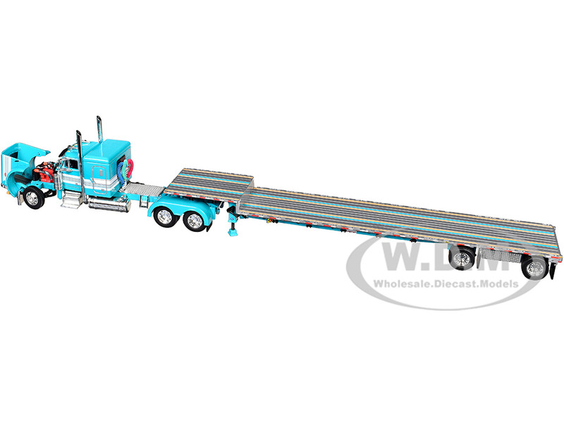 PETERBILT 379 W/SLEEPER & STEP DECK TRAILER TEAL 1/64 BY DCP/FIRST