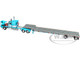 Peterbilt 379 with 48 Flat Top Sleeper and Transcraft Step Deck Trailer Teal with White Stripes 1/64 Diecast Model DCP/First Gear 60-2127