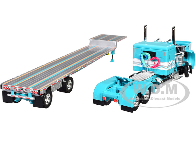 PETERBILT 379 W/SLEEPER & STEP DECK TRAILER TEAL 1/64 BY DCP/FIRST