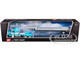 Peterbilt 379 with 48 Flat Top Sleeper and Transcraft Step Deck Trailer Teal with White Stripes 1/64 Diecast Model DCP/First Gear 60-2127