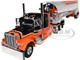 Peterbilt 379 with 48 Flat Top Sleeper and Walinga Bulk Feed Trailer Orange and Black with Stripes 1/64 Diecast Model DCP/First Gear 60-2128