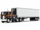 Peterbilt 352 COE 86 Sleeper and 40' Vintage Trailer with Reefer Black with Stripes 1/64 Diecast Model DCP/First Gear 60-2156