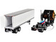 Peterbilt 352 COE 86 Sleeper and 40' Vintage Trailer with Reefer Black with Stripes 1/64 Diecast Model DCP/First Gear 60-2156