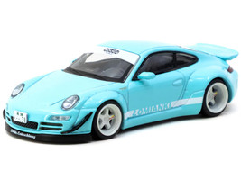 RWB 997 Lomianki Light Blue with White Stripes Hobby64 Series 1/64 Diecast Model Car Tarmac Works T64-057-LO