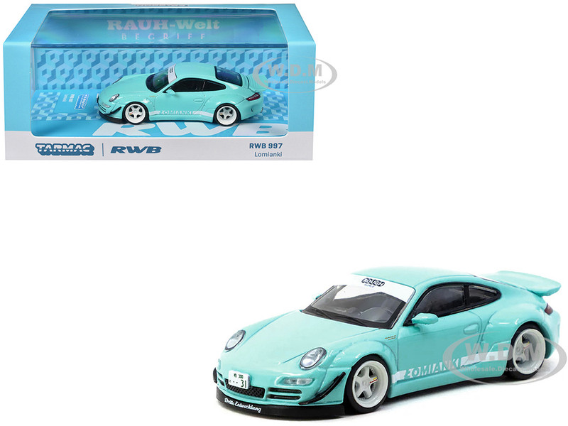 RWB 997 Lomianki Light Blue with White Stripes Hobby64 Series 1/64 Diecast Model Car Tarmac Works T64-057-LO RWB 997 Lomianki Light Blue with White Stripes Hobby64 Series 1/64 Diecast Model Car Tarmac Works T64-057-LO