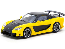 Mazda RX 7 VeilSide Fortune7 RHD Right Hand Drive Yellow and Black Global64 Series 1/64 Diecast Model Tarmac Works T64G-075-YE
