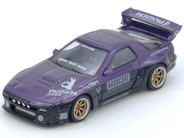 Mazda RX7 FC3S Pandem Rocket Bunny Kit Purple Metallic and Black 1/64 Diecast Model Car Inno Models IN64-RX7FCP-PB