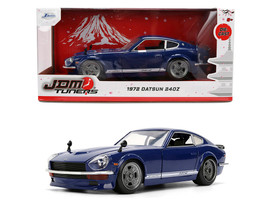 1972 Datsun 240Z Blue with White Stripes JDM Tuners Series 1/24 Diecast Model Car Jada 37020