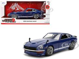 1972 Datsun 240Z Blue with White Stripes JDM Tuners Series 1/24 Diecast Model Car Jada 37020