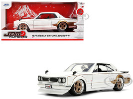 1971 Nissan Skyline 2000GT R RHD Right Hand Drive White with Gold Graphics JDM Tuners Series 1/24 Diecast Model Car Jada 37021
