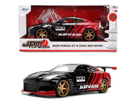 2009 Nissan GT R R35 Ben Sopra Advan Black and Red JDM Tuners Series 1/24 Diecast Model Car Jada 37022