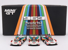 Porsche 963 Porsche Penske Motorsport 24 Hours of Le Mans 2023 Set of 3 Cars Limited Edition to 3000 pieces Worldwide 1/64 Diecast Model Car Mini GT MGTS0011