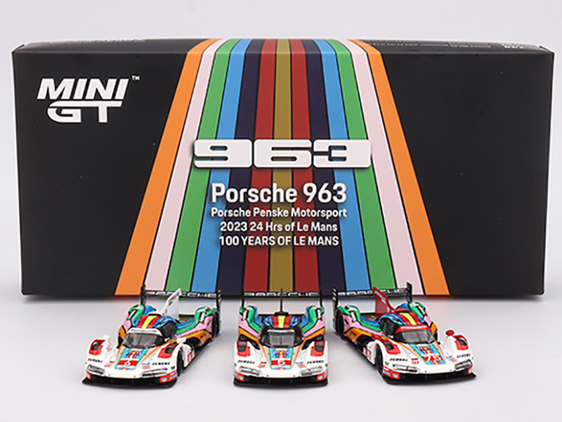 Porsche 963 Porsche Penske Motorsport 24 Hours of Le Mans 2023 Set of 3 Cars Limited Edition to 3000 pieces Worldwide 1/64 Diecast Model Car Mini GT MGTS0011