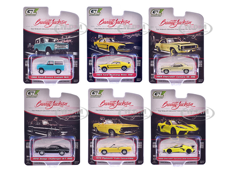 Barrett Jackson Series 15 Set of 6 Cars 1/64 Diecast Model Cars Greenlight 37320SET