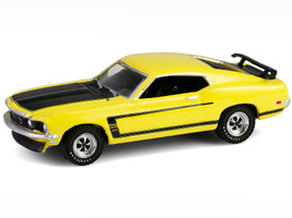 1969 Ford Mustang Boss 302 Bright Yellow with Black Hood and Stripes Barrett Jackson Series 15 1/64 Diecast Model Car Greenlight 37320B