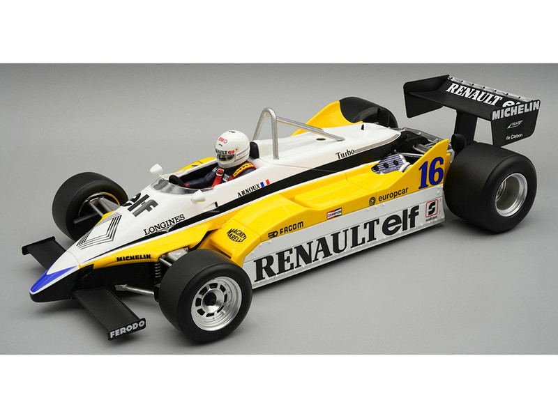 Renault RE30B #16 Rene Arnoux Winner Formula One F1 Italian GP 1982 Mythos Series with Driver Figure and Display Case Limited Edition to 50 pieces Worldwide 1/18 Model Car Tecnomodel TMD18-399B