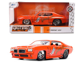 1971 Pontiac GTO Goat s Revenge Orange with Graphics Bigtime Muscle Series 1/24 Diecast Model Car Jada 36591