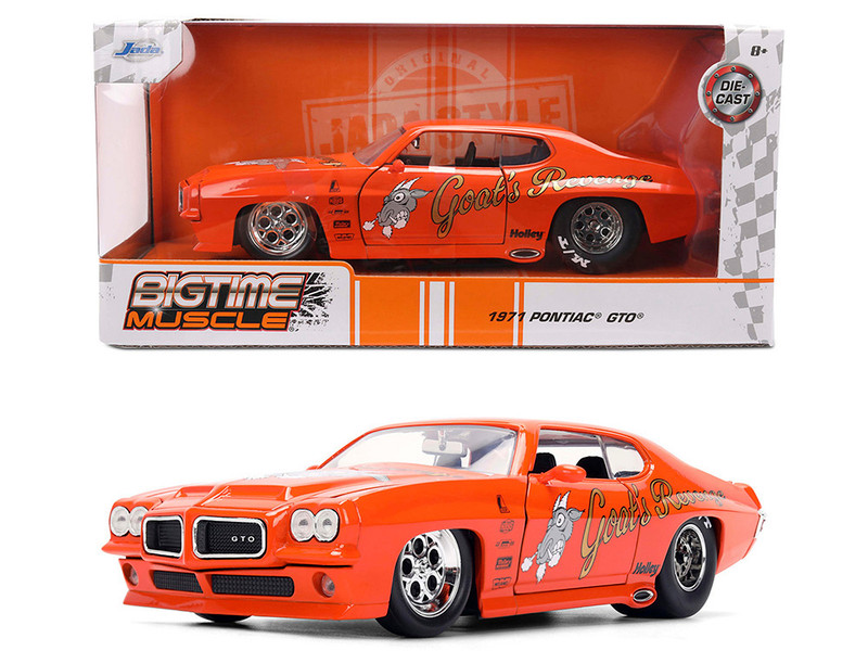 1971 Pontiac GTO Goat s Revenge Orange with Graphics Bigtime Muscle Series 1/24 Diecast Model Car Jada 36591