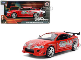 Brian s Mitsubishi Eclipse Red with Graphics Remix The Fast and The Furious 2001 Movie Fast & Furious Series 1/24 Diecast Model Car Jada 36815