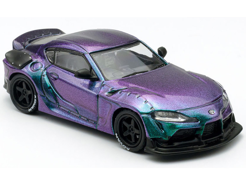 Toyota HKS GR Supra RHD Right Hand Drive Magic Purple Metallic 1/64 Diecast Model Car Pop Race PR64-HKSA90-MG