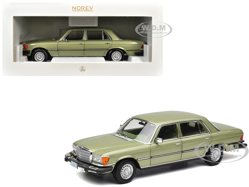1979 Mercedes Benz 450 SEL US Version Silver Green Metallic with Green Interior 1/18 Diecast Model Car Norev 183975