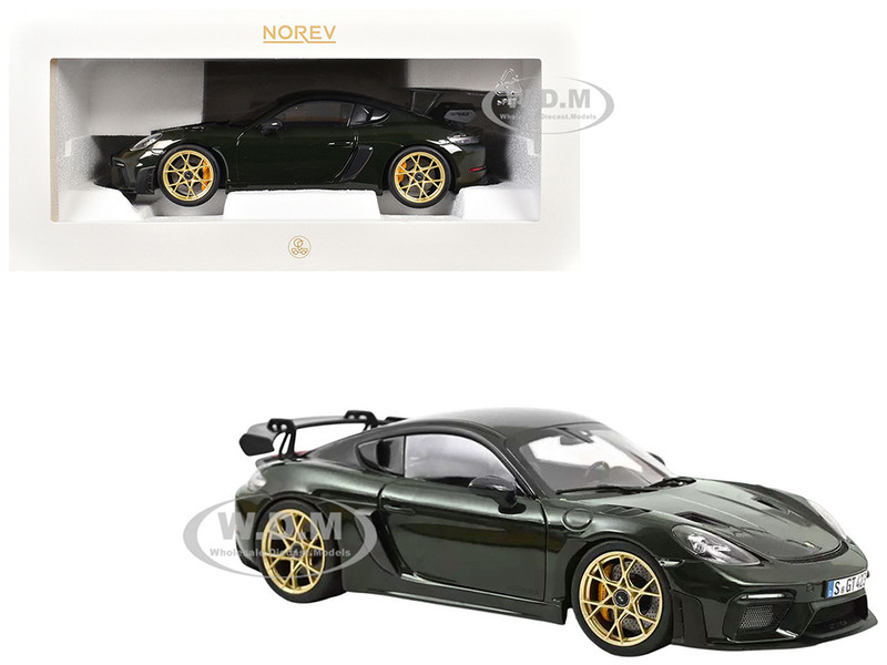 2023 Porsche Cayman GT4 RS Weissach Pack Brewster Green with Carbon Hood 1/18 Diecast Model Car Norev 187250